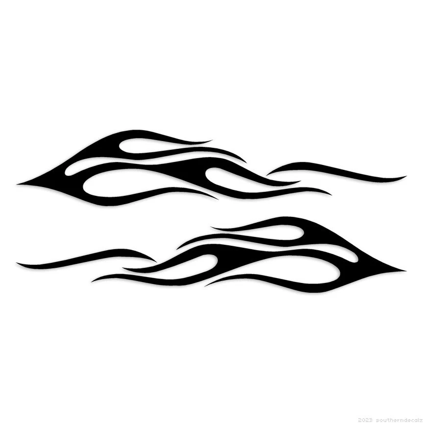 SOUTHERN DECALZ Pair Flames Fire - Decal Sticker - Multiple Colors & Sizes - ebn7317