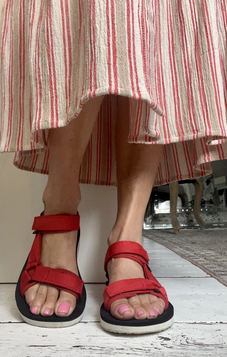 TEVA ORIGINAL UNIVERSAL SANDALS RED CANVAS FLAT Size EU 37 Fits