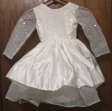 Girl's Ivory Party Dress Size 110 US 4T Sequins Pearls Tutu Pageant NEW Fancy 