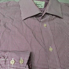 Ted Baker Endurance Shirt Men 16.5 Pink Geometric Button French Cuff Classic Fit
