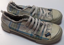 ^RocketDog Rocket Dog Girl?s Size 1/2 Beige/Aqua Distressed Sneakers Slip On