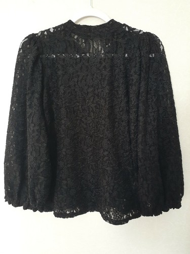 Free People Black Floral Lace Long Sleeve Blouse Sz M Mock Neck Retail $70 NWT - Picture 2 of 12