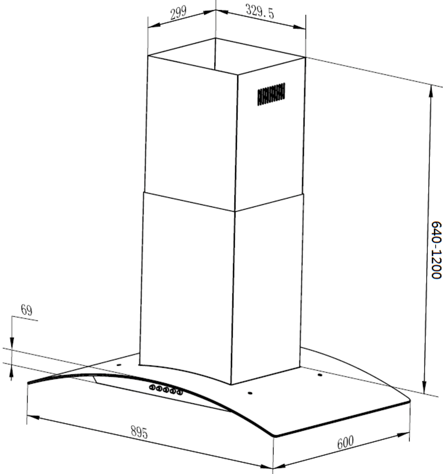 MyAppliances REF28103 90cm Stainless Steel Island Cooker Hood Extractor