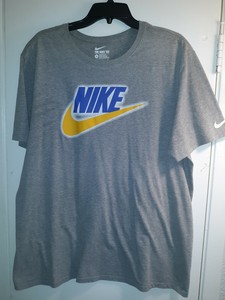 grey and blue nike shirt