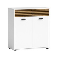 Kommode Wohnzimmerschrank 2 TüRen Schubladen Evoke Eiche Dekor Weiß 80 X 86 Cm