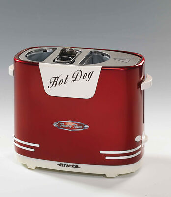 Ariete Party Time 0186 650W Hot Dog Maker - Rot im Retro Design NEU/OVP/DHL