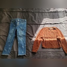 girl 5 tommy bahama sweater with unicorn print jeans