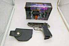 Black Chrome EXTRA Large Walther PPK Gun Shape Jet Torch Lighter With Holster