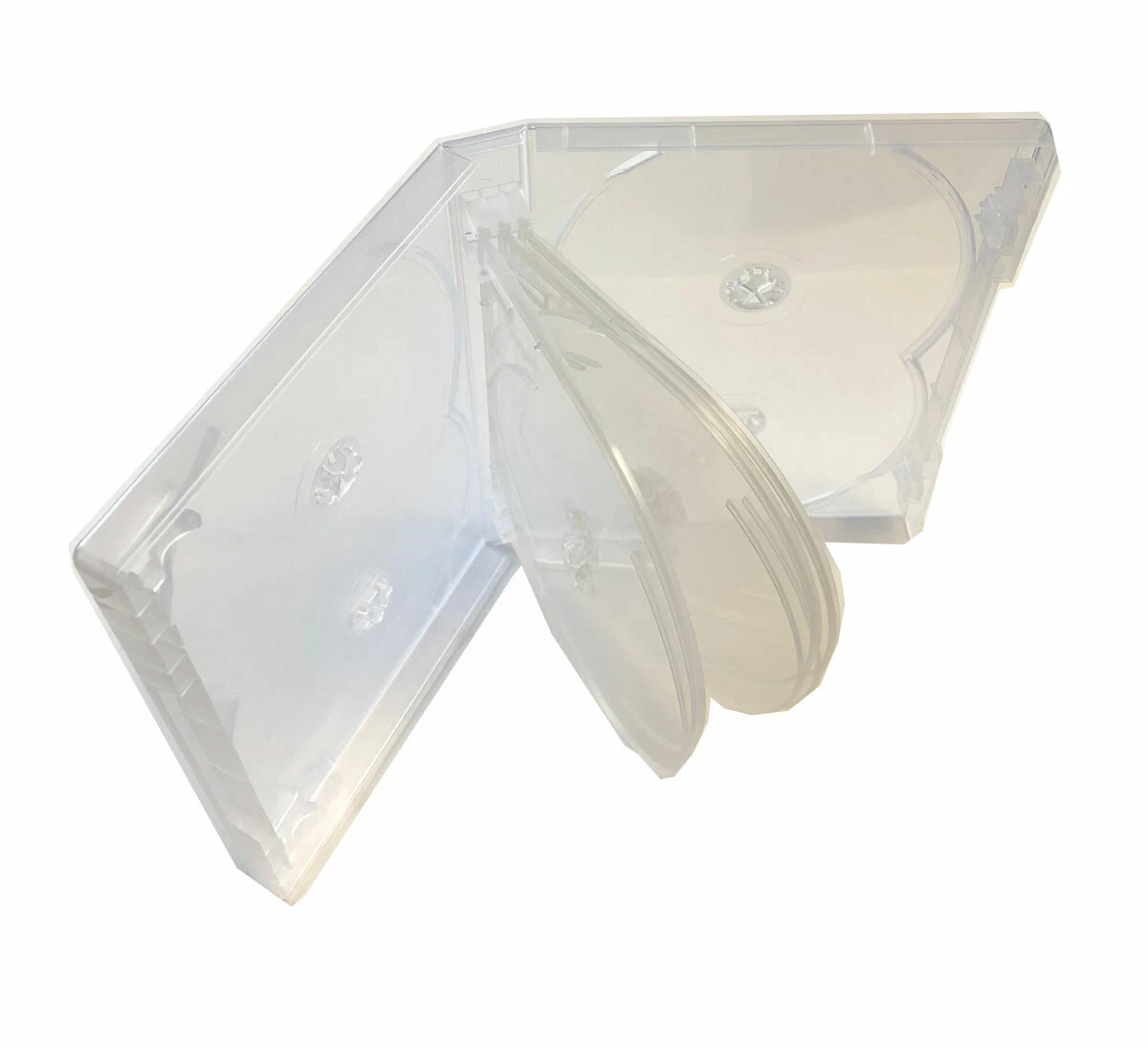 New 1 MegaDisc 25mm Clear DVD Replacement Storage Case Hold 10 Discs Flap Trays