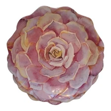 Nicole Miller Melamine 6 Dinner Plates 11" Pink Flower Floral Ruffled Edge Used