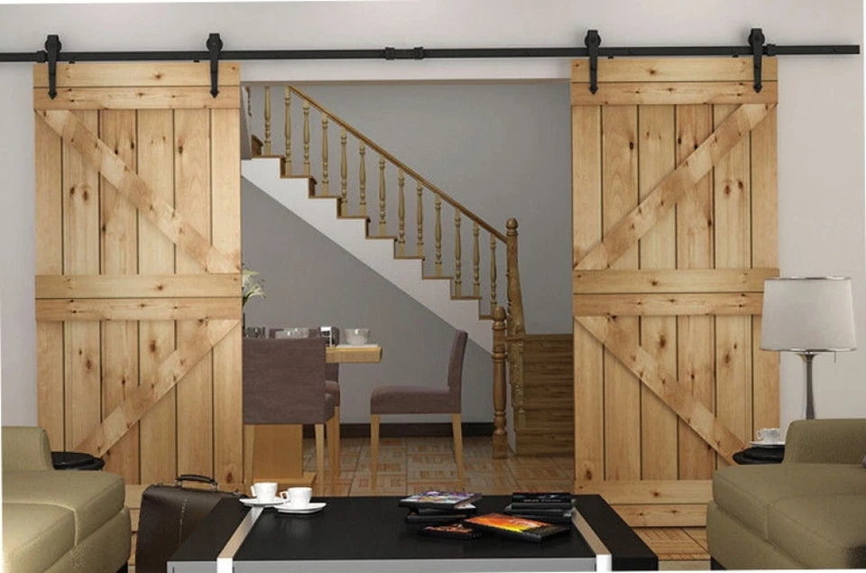 Matias Design - Puerta de granero de aliso nudoso rústica sin terminar 36"x96" (envío gratuito) Foto 3 de 4