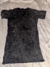 Misguided Black/ Grey  Distressed T Shirt Dress Size 4
