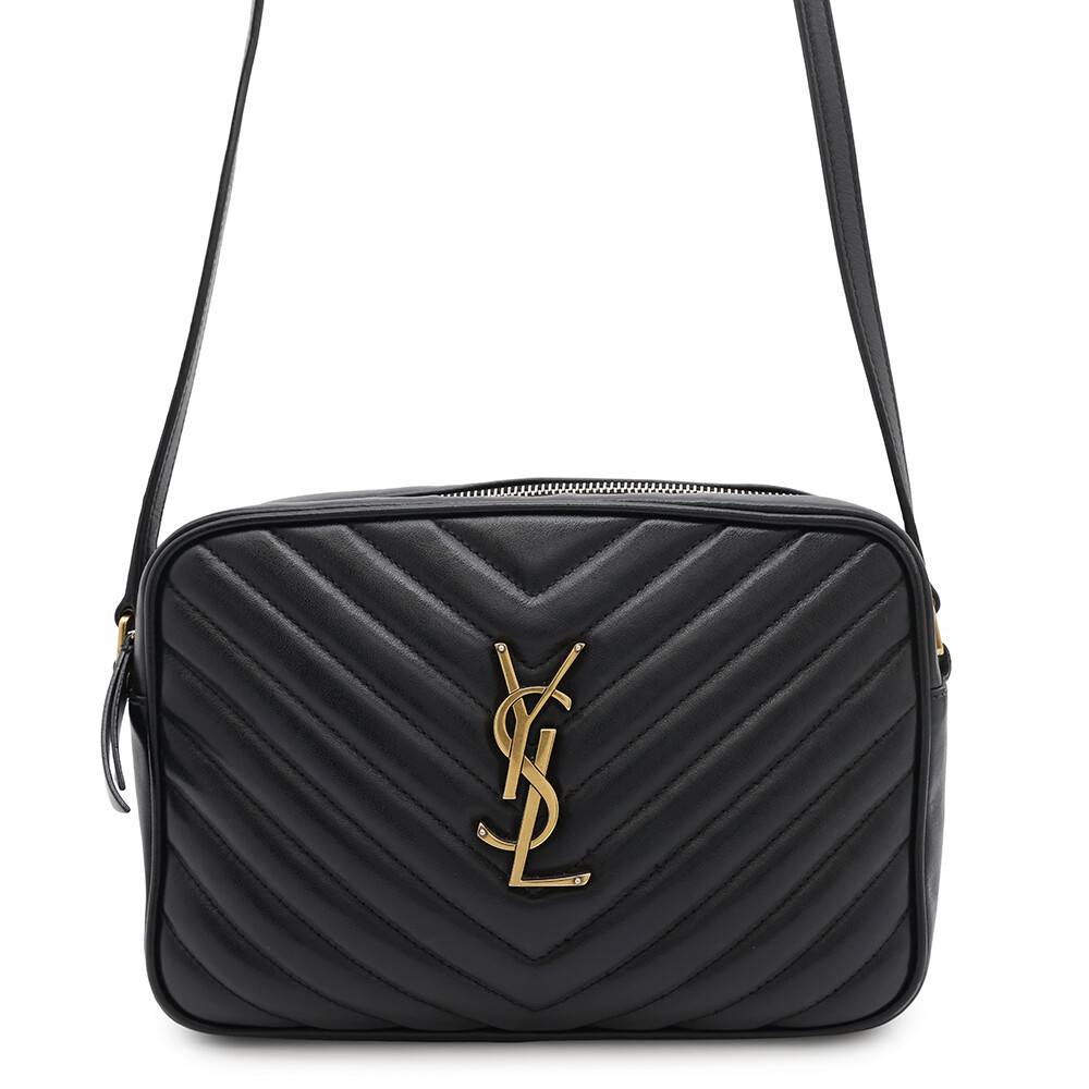 Borsa a tracolla per fotocamera SAINT LAURENT PARIS Lu in pelle nera 520534