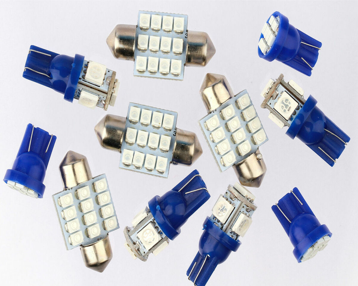 11pcs/Set Blue LED Light Bulb Interior Package For Ford Infiniti G35