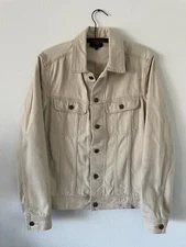 APC Denim Trucker Jacket 100% Cotton Color Beige White Men’s Size Small