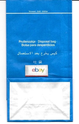 KLM ROYAL DUTCH DISPOSAL BAG/BARF BAG UNUSED ARABIC SPANISH JAPANESE 
