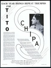1940 Tito Schipa photo opera singing recital tour booking vintage trade print ad