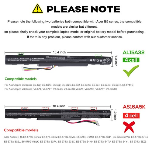 AL15A32 Battery for Acer E5-473 E5-473G E5-522 E5-522G E5-532G E5-572 E5-574G - Picture 2 of 11