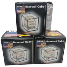 (3 Count) Pro-Mold Ball Cube IV Square Baseball Holder Display Case UV Protected