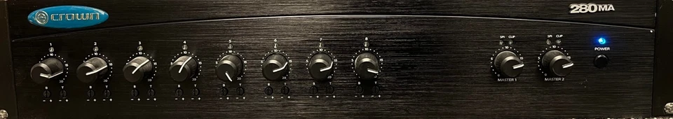 Crown 280MA 8 Input Dual 80W Commercial Audio Mixer-Amplifier TESTED E5772B - Image 2 of 4