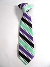 Boys Toddler CLIP-ON Green Purple Stripe Woven Design 9"