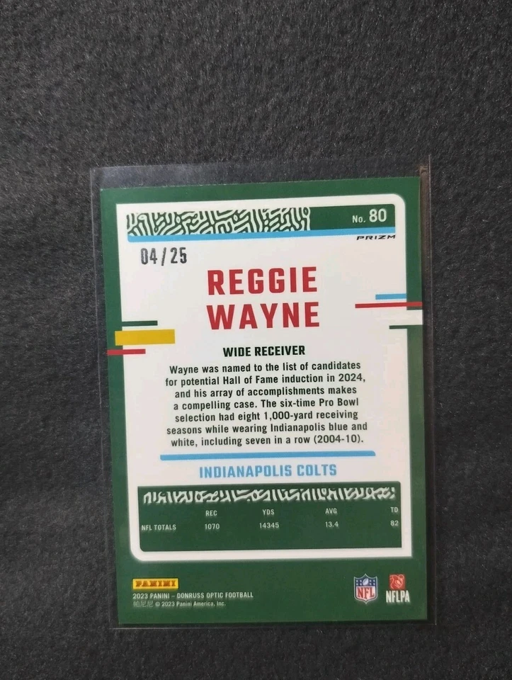 2023 Donruss Optic Reggie Wayne Black Pandora Prizm /25 - Image 2 of 2