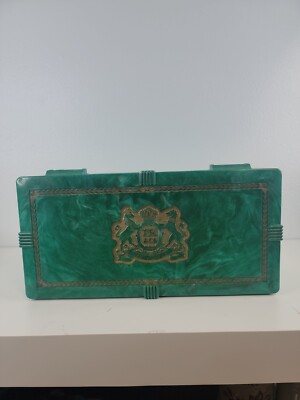 Vintage PM & Co Veni Vidi Vici Pall Mall  Display Box Green Marbled Plastic 