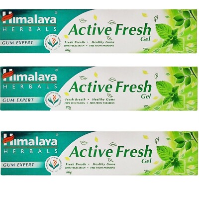 3 X Himalaya Herbals Active Fresh Gel Toothpaste 80 gm each FREE SHIP