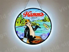 Hamm's Beer Fishing 3D LED Neon Sign Lamp Light 16"x16" Artwork Poster Bar