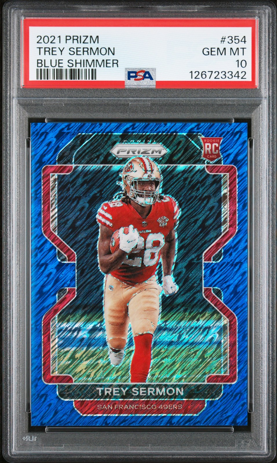 2021 PANINI PRIZM BLUE SHIMMER #354 TREY SERMON ROOKIE RC 23/25 PSA 10