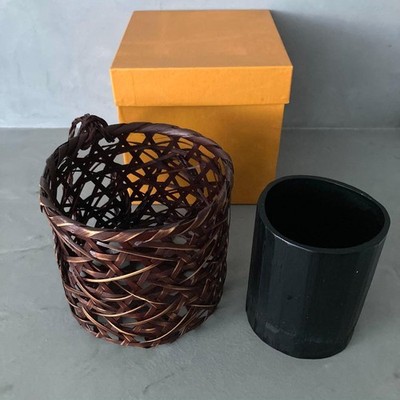Japanese teapot basket with dropper, bamboo, traditional tea utensil