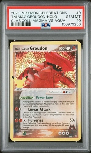 PSA 10 TEAM MAGMAS GROUDON #9 HOLO 2021 POKEMON CELEBRATIONS CLASS MAGMA VS AQUA