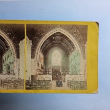 Malvern Worcester Stereoview um 1870 Echtfoto Newland St Leonard'S Kirche innen