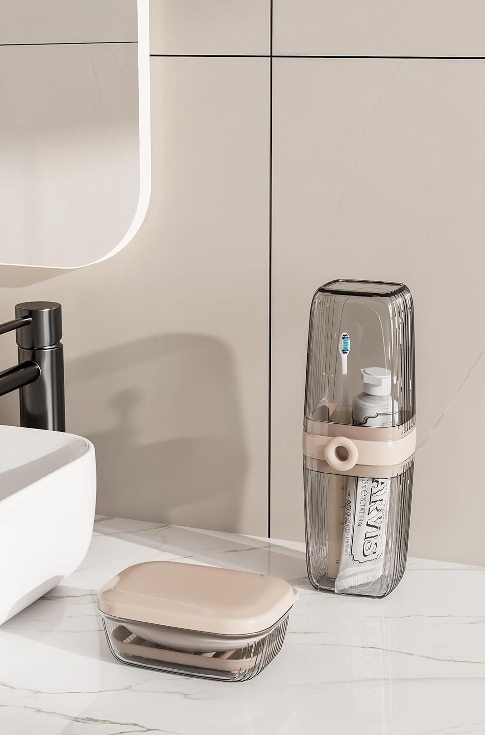 Toothbrush Travel Case, 2 in 1 Toothbrush Holder and Rinse Cup, Large Capacit...