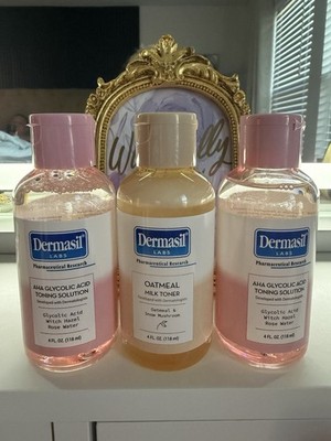 Dermasil Labs Toner Set AHA Glycolic Acid + Oatmeal Milk 4 fl oz (3 Bottles)
