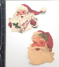 Lot of 2 Christmas Santa Merry Christmas SINGLE LAYER Embellishments 679