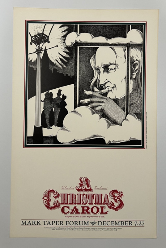 Original 1980 A Christmas Carol Mark Taper Forum Window Card Poster Los Angeles