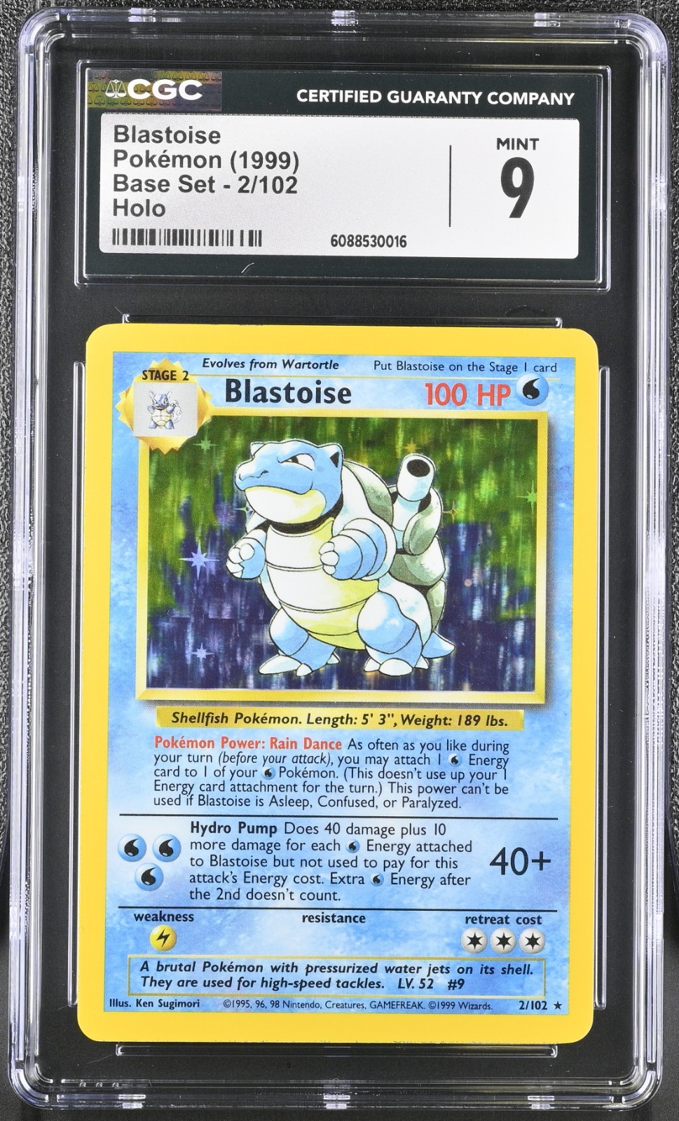 Blastoise 2/102 Base Set Holo CGC 9 Mint Vintage Pokemon Card 1999