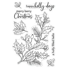 CM557 Hero Arts Poly Clear Stamp set - Holly Berries 4 X 6