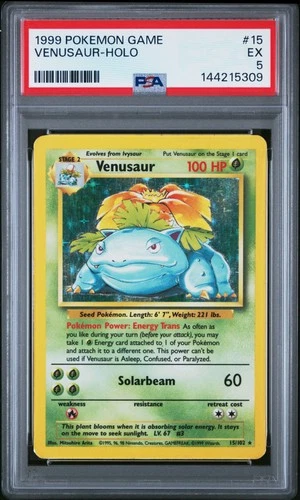 1999 POKEMON BASE SET UNLIMITED #15 VENUSAUR-HOLO PSA 5