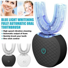 360° U-Shaped Ultra Sonic Electric Toothbrush Automatic Blue Light For Adults