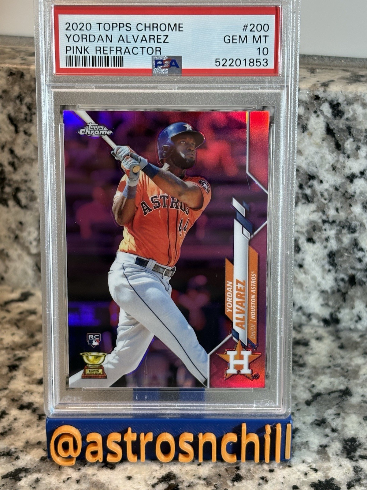 2020 Topps Chrome - Yordan Alvarez #200 Pink Refractor PSA 10 RC Rookie Cup