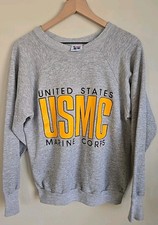 Vtg 80s USMC Marine Corps Sweatshirt Americas Finest Made USA Large Distressed