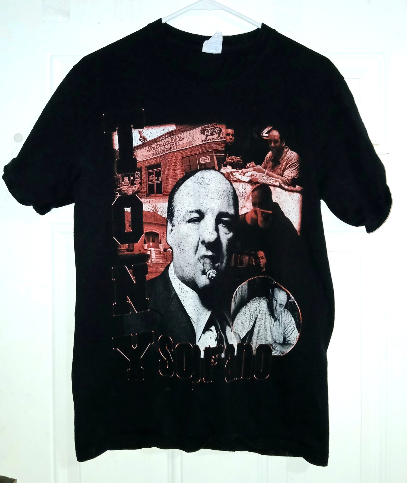 RARE Vintage The Sopranos Tony Soprano w/ Cigar + Satriale's Pork Store T-Shirt