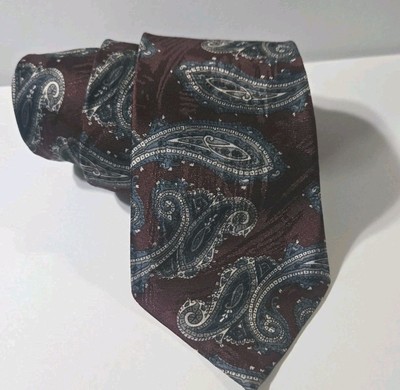 ANDHURST 100% Polyester Burgundy Red Paisley Necktie Men. pro