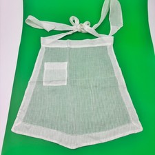 Vintage White Cotton Eyelet Lace Half Apron Pocket Victorian Style Cottagecore
