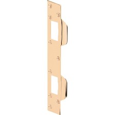 U 9480 Door Strike For 5-1/2 And 6 Hole Spacing Deadbolt Steel Brass Finish