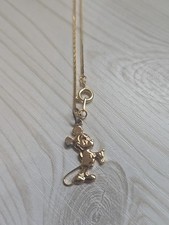 Vintage Disney Sterling Silver Gold Washed Necklace Mickey Mouse Pendant  Chain