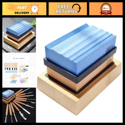 Wood Carving Sharpening Stones - 400 & 1000 Grit Whetstones with Non-Slip Pads &