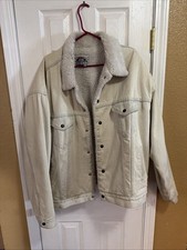 Vintage 80s Levi  s Authentic Denim Sherpa Jacket Light Wash Mens XL MADE in USA